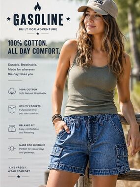Gasoline Blue Denim Cargo‎ Shorts size 1/2